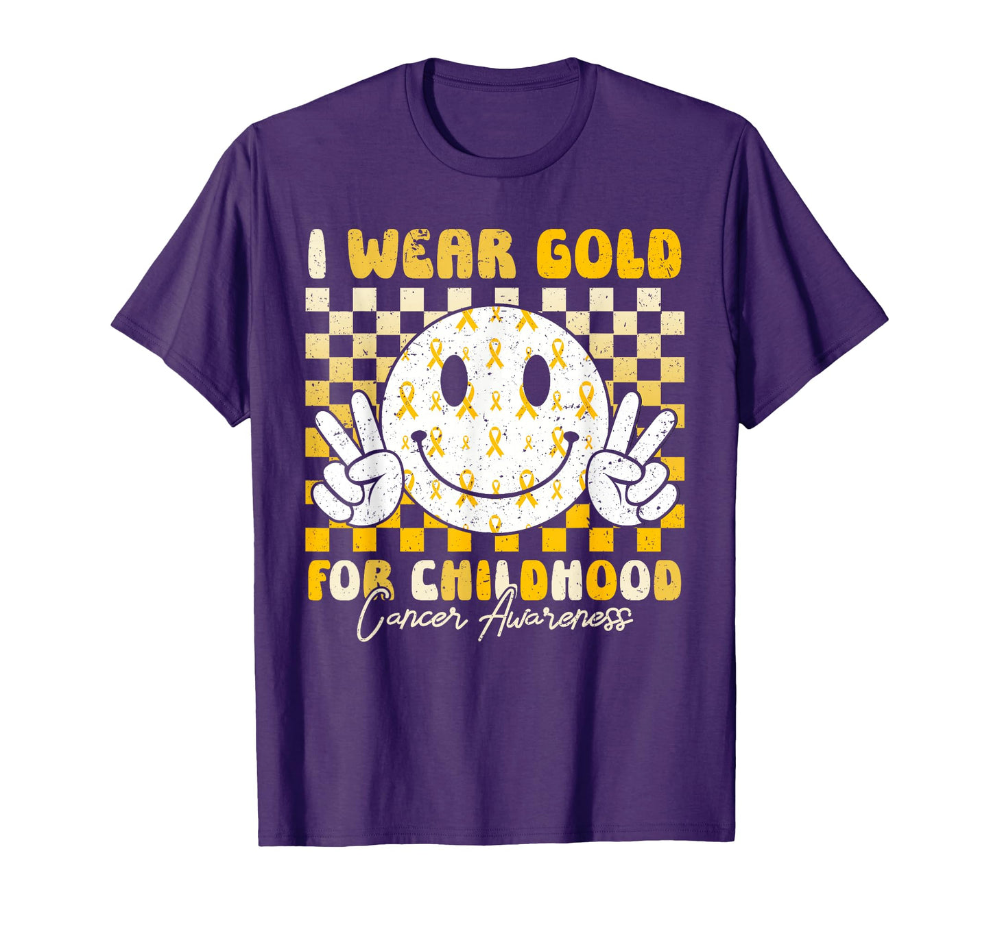 Retro I Wear Gold for Childhood Cancer Awareness Gold Ribbon T-Shirt