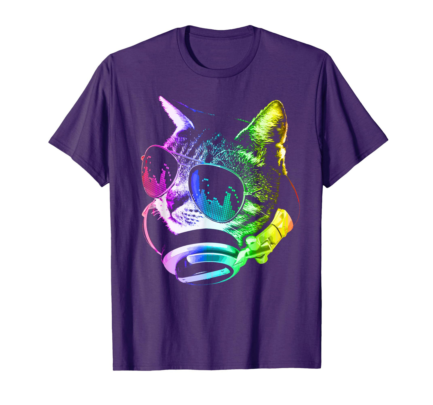 Rainbow Music Cat T-Shirt for Men Women Girls Kids