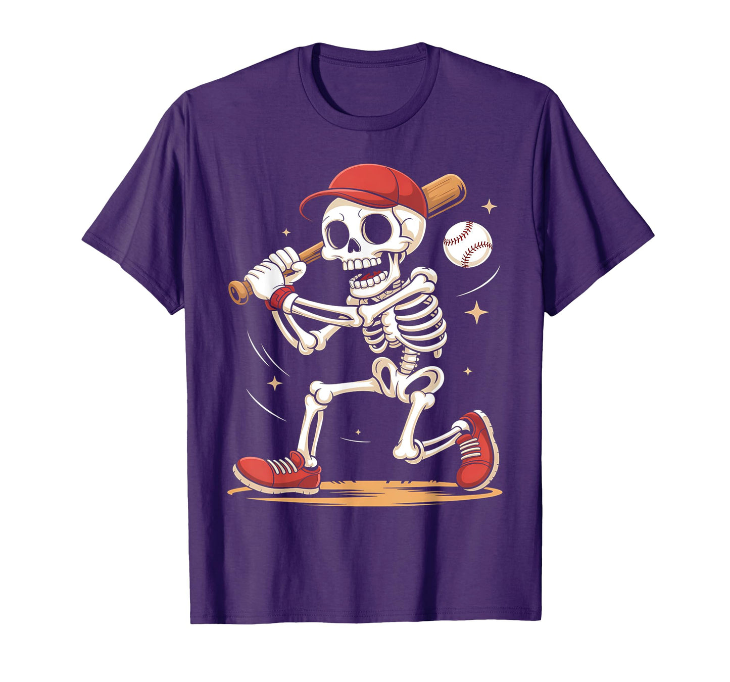 Skeleton Baseball Halloween Costume Funny Men Boys Kids Tee T-Shirt