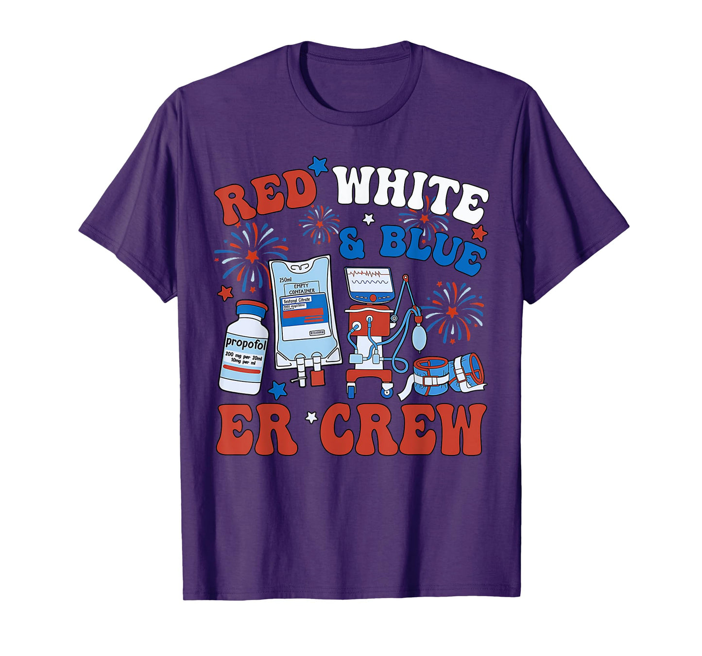 Red White & Blue ER Crew Funny Nurse Emergency 4th Of July T-Shirt