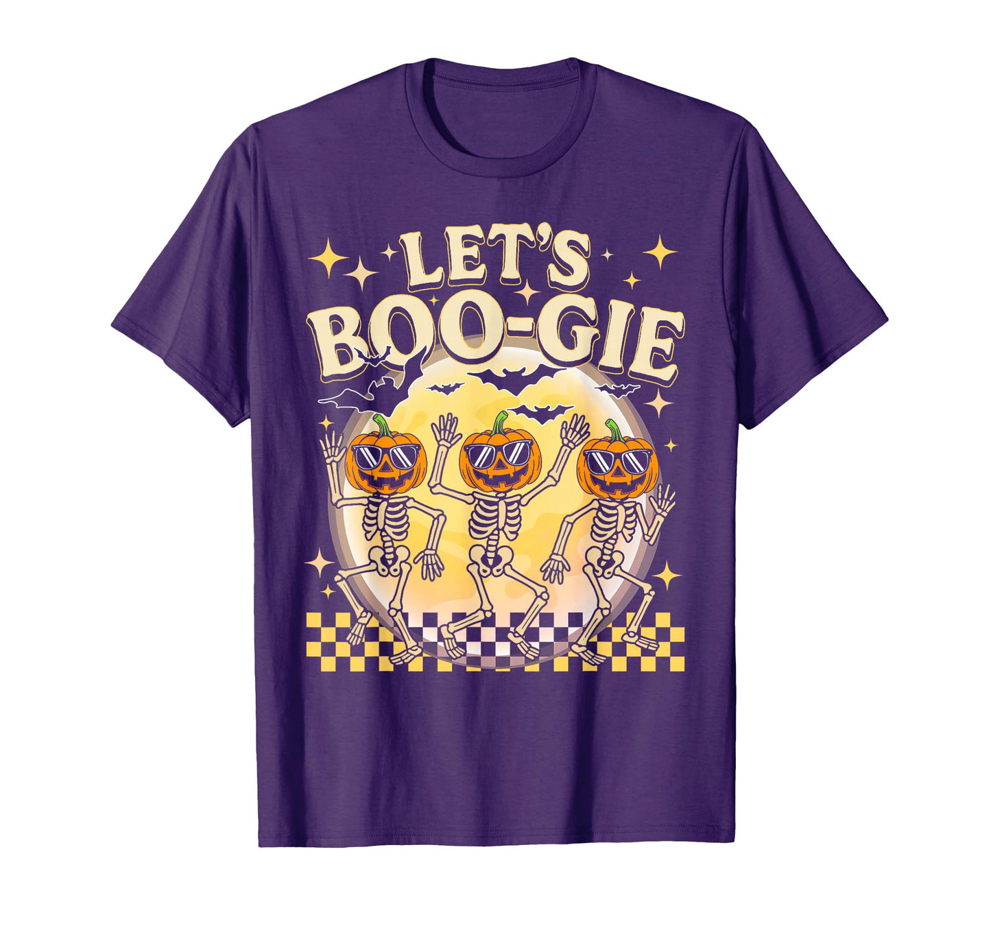 Lets Boo gie Pumpkin Skeleton Retro Halloween Costume T-Shirt