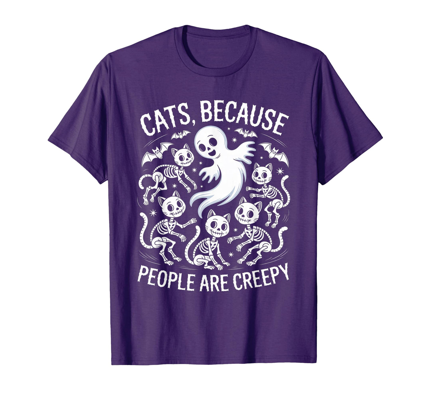 Cats Because People are Creepy Ghost Halloween Cat Mom Kids T-Shirt