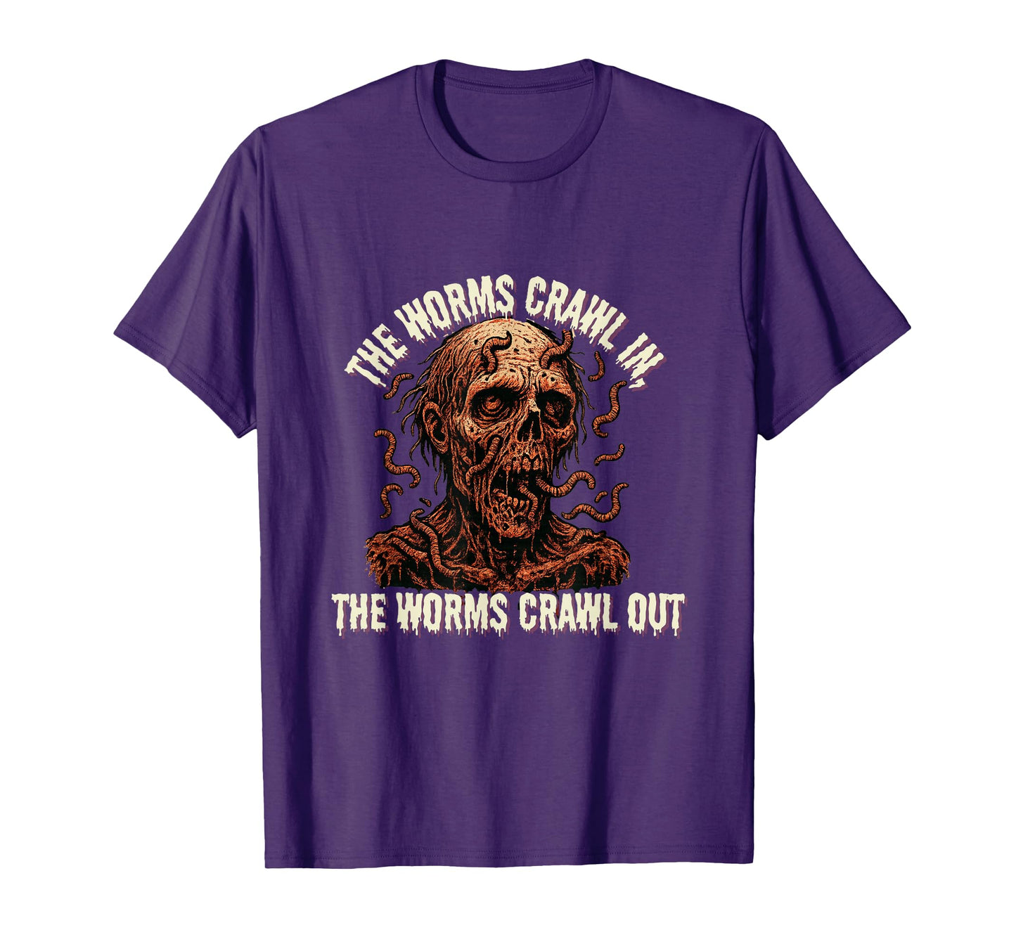 Zombie Corpse The Worms Crawl in Halloween Scary Horror T-Shirt