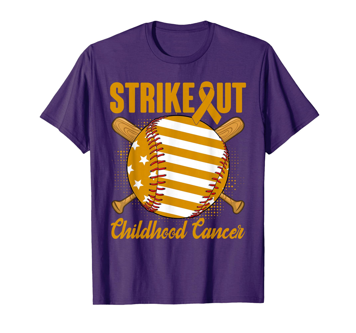 Strike Out Childhood Cancer Awareness Baseball Gold Ribbon T-Shirt