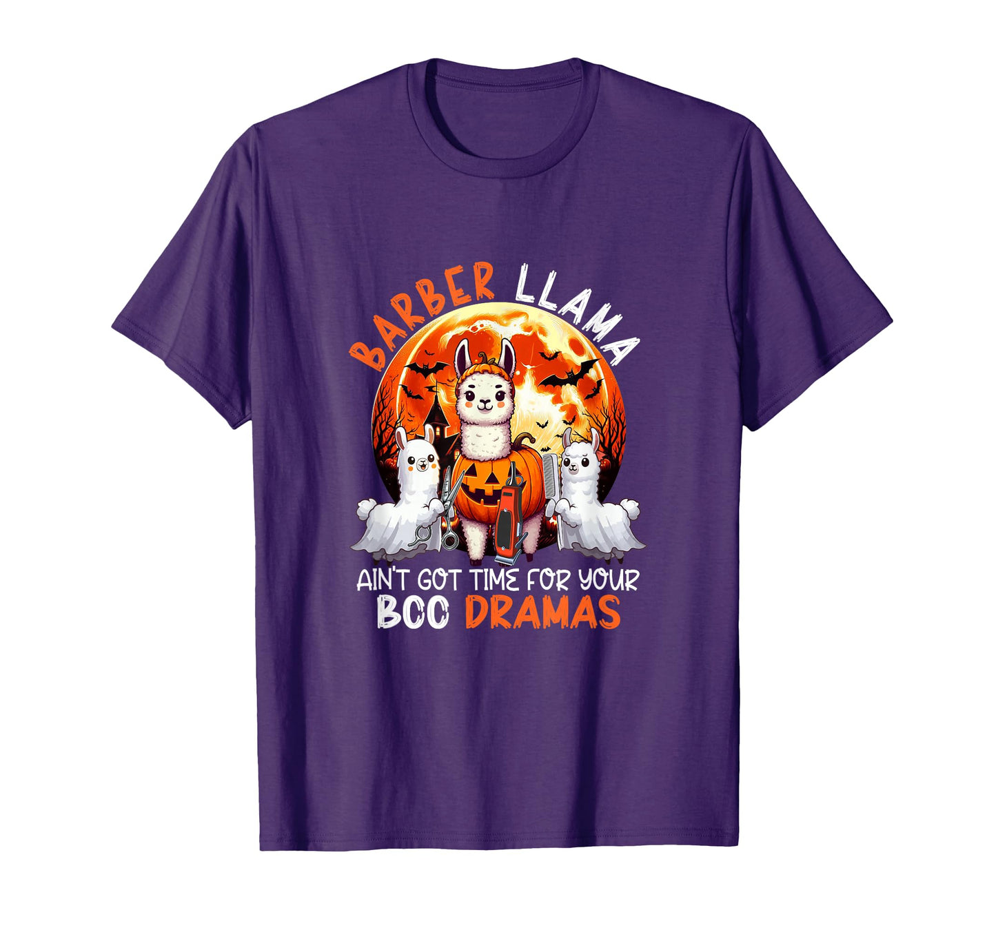 Barber Llama Funny Sarcastic Boo Dramas Halloween Job Team T-Shirt