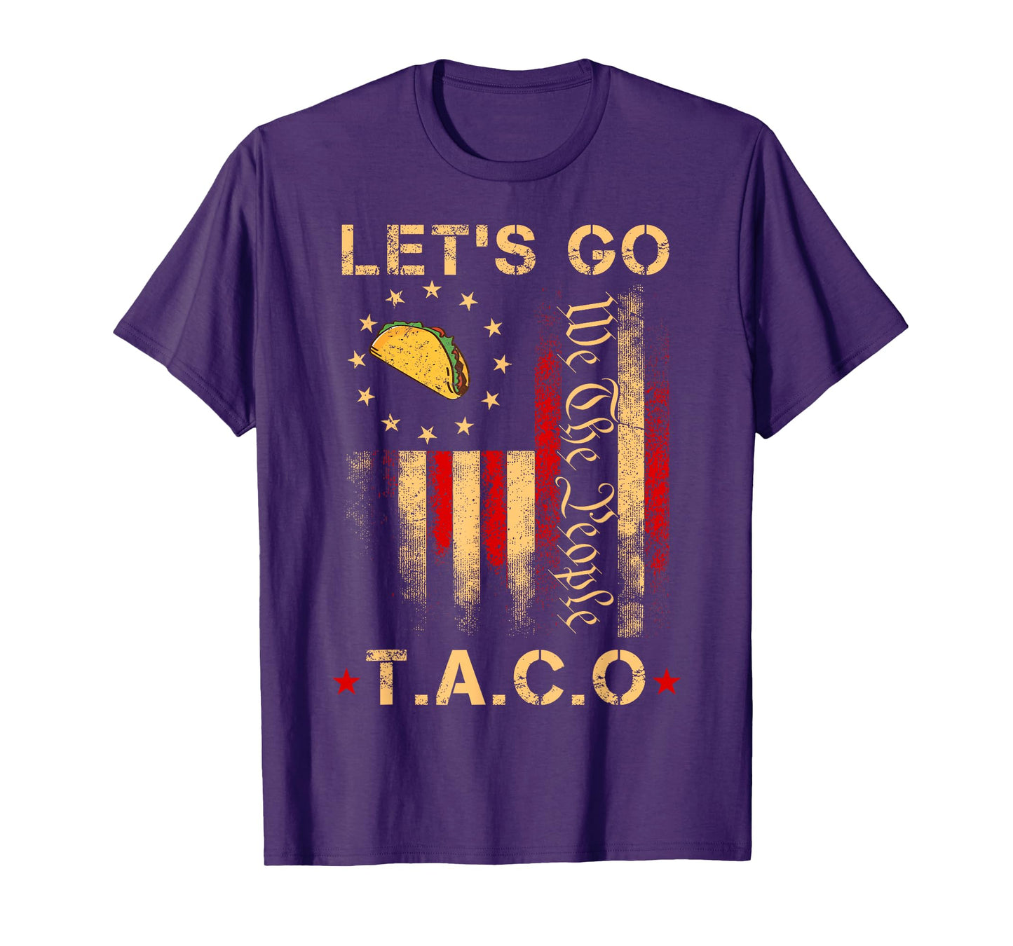 Let's Go Taco Funny 2025 USA Flag T-Shirt