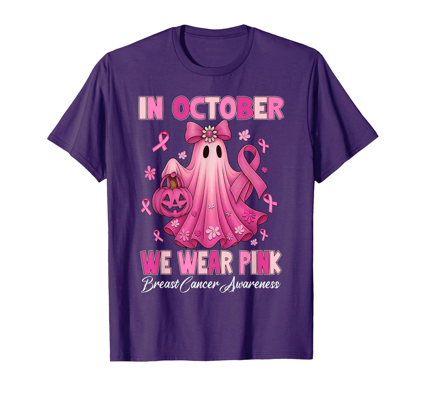 Breast Cancer Women Halloween in October We Wear Pink T-Shirt