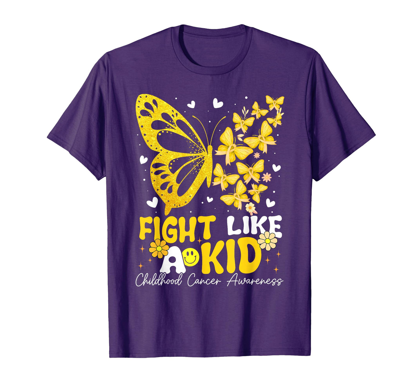 Fight Like Kids Childhood Cancer Awareness Ribbon Boys Girls T-Shirt