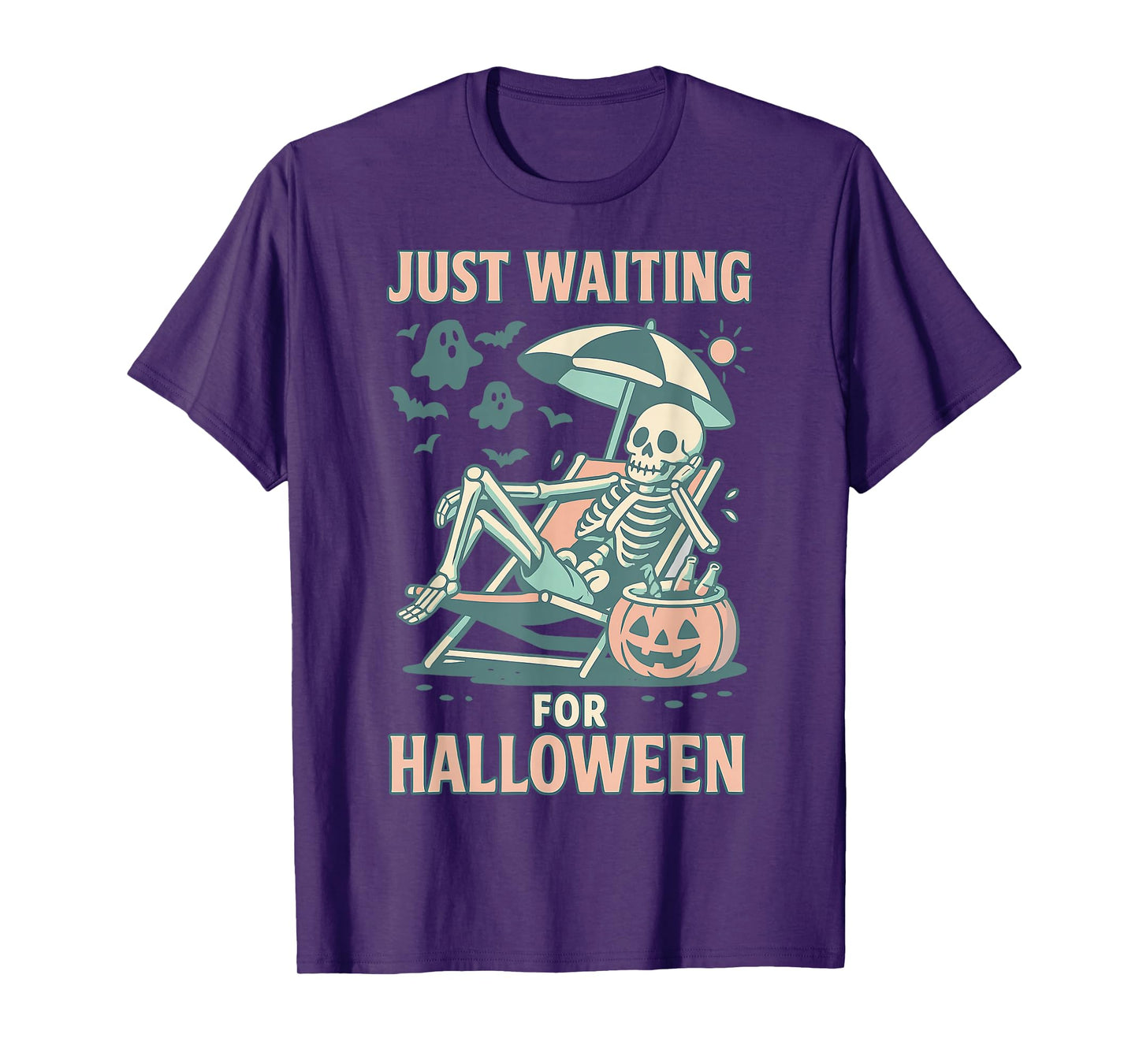 Funny Summerween Skeleton Waiting Halloween Shirt T-Shirt