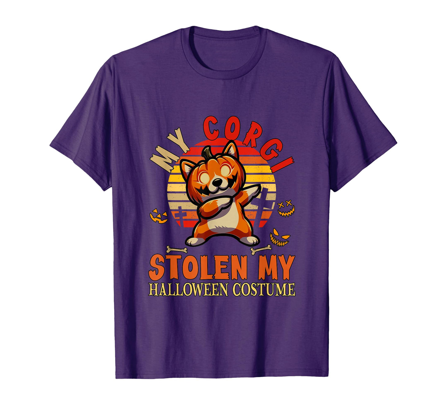 Corgi Stolen My Halloween Costume Dog Carved Pumpkin T-Shirt