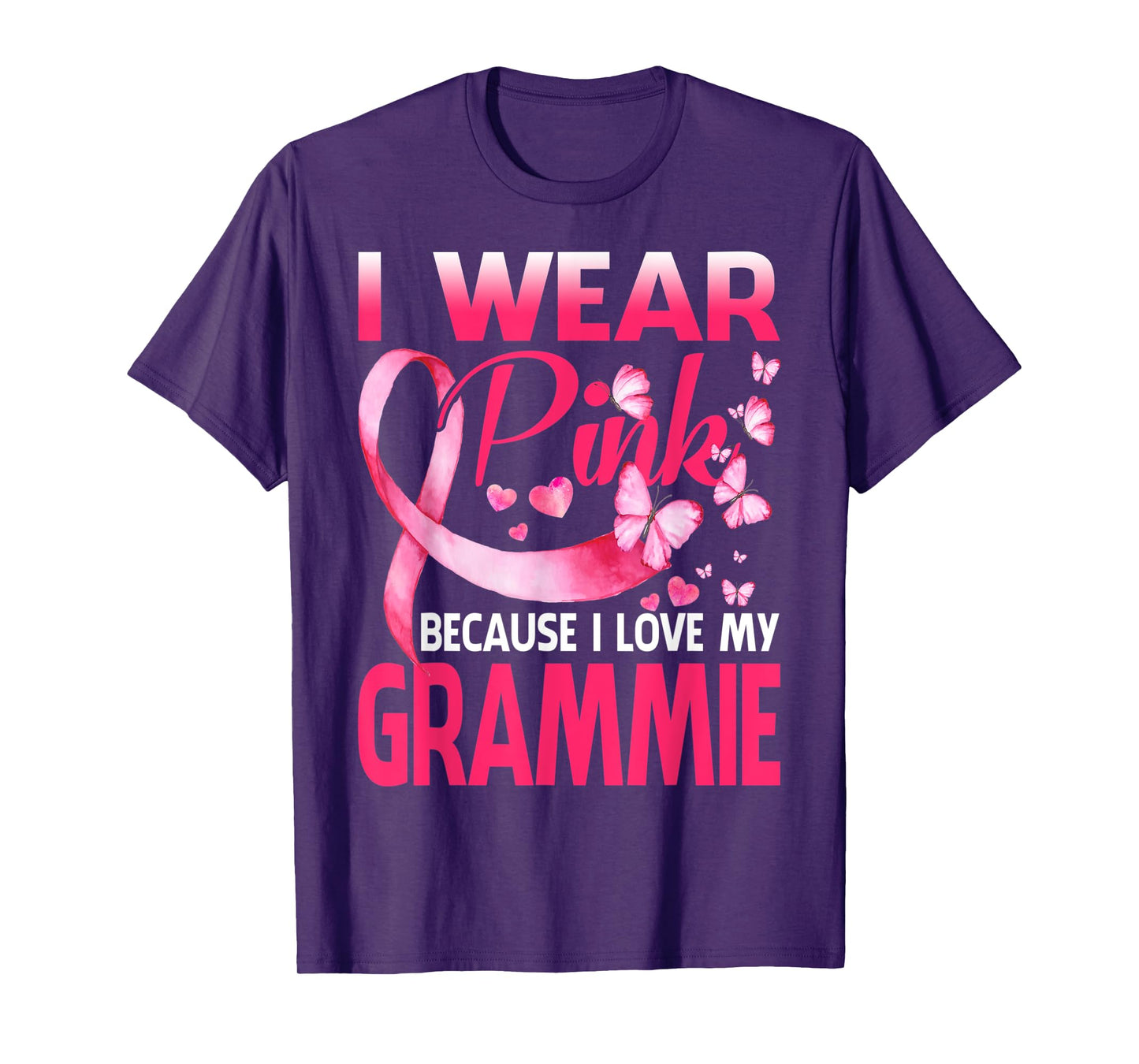 I Wear Pink For My Grammie Breast Cancer Awareness Butterfly T-Shirt