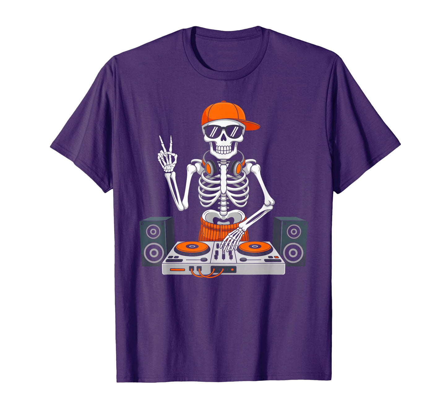 Skeleton DJ Lazy Halloween Costume Boys Men Kids Music Lover T-Shirt