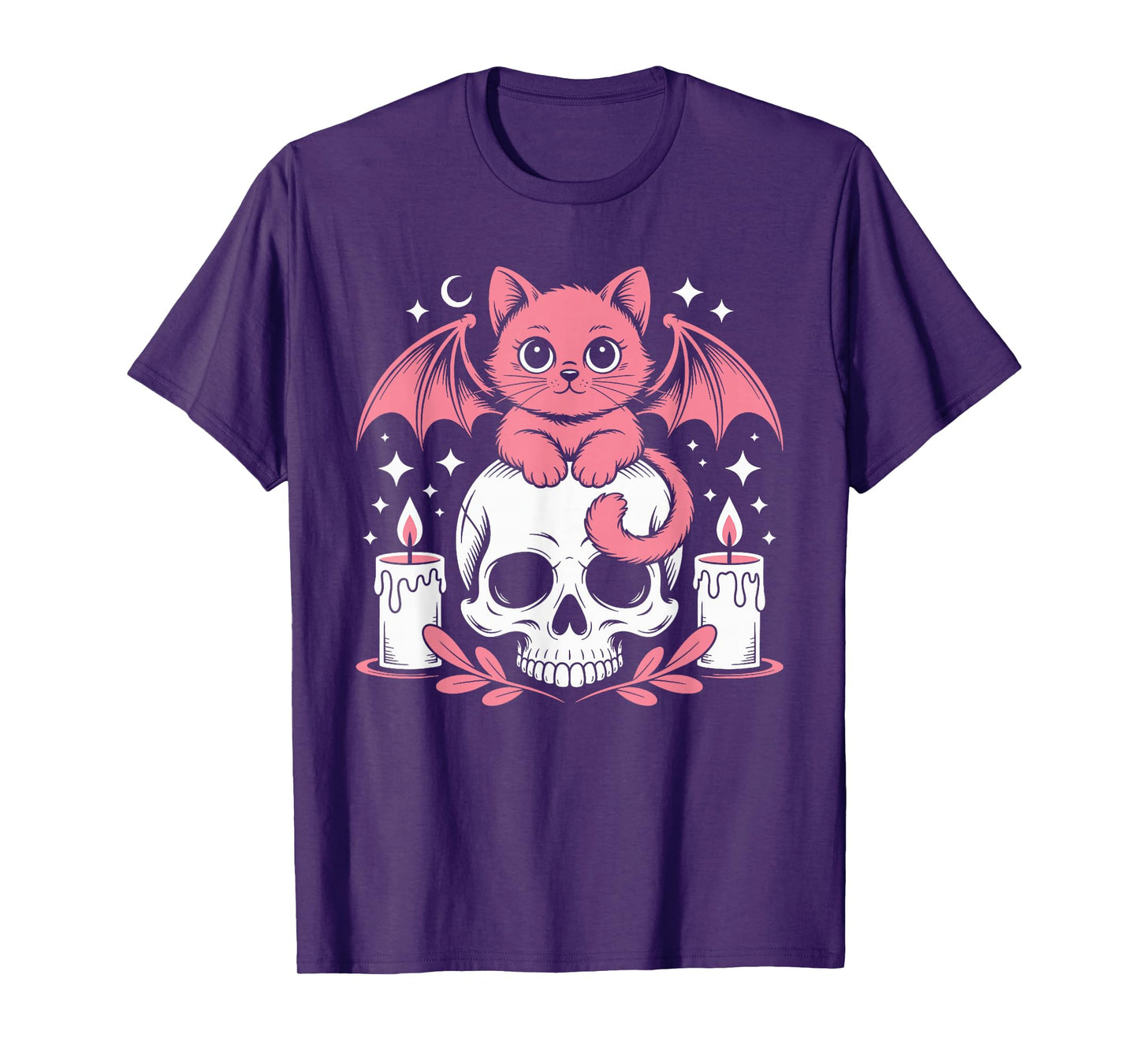 Kawaii Pastel Goth Cute Creepy Cat Bat Skeleton Halloween T-Shirt