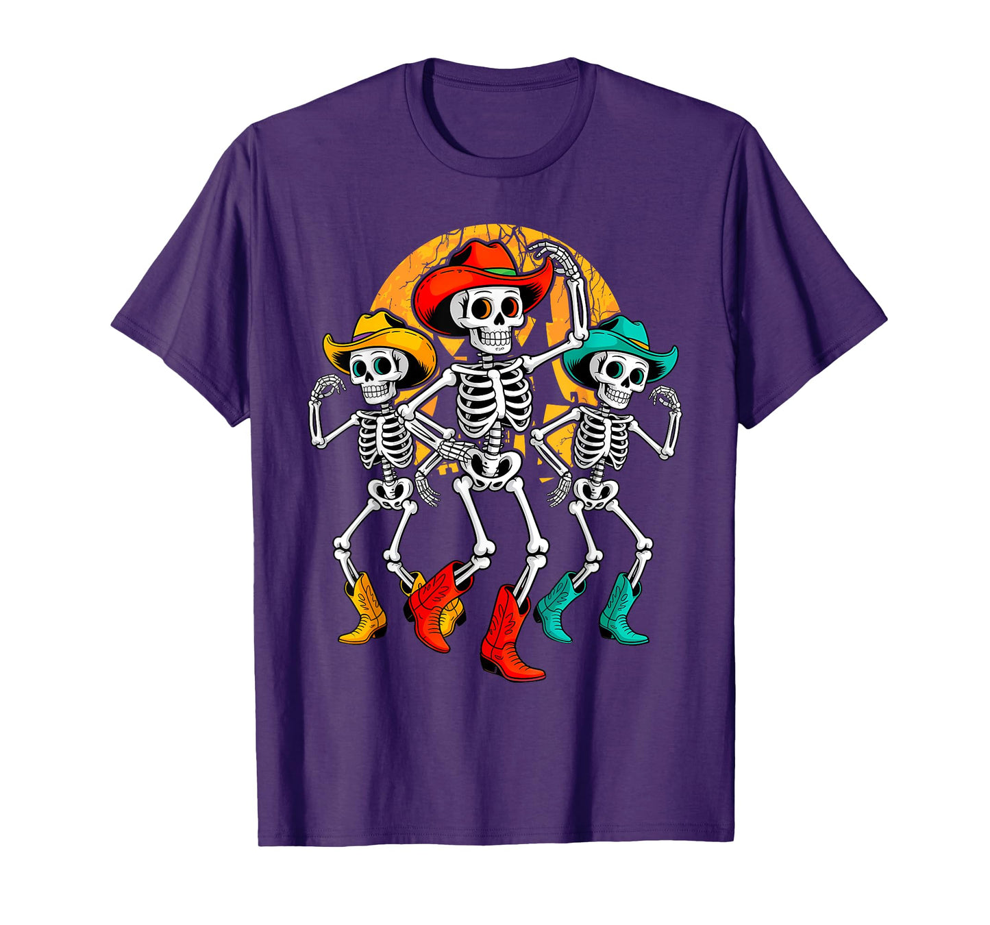 Cowboy Skeleton Cowgirl Dancing Boots Halloween T-Shirt