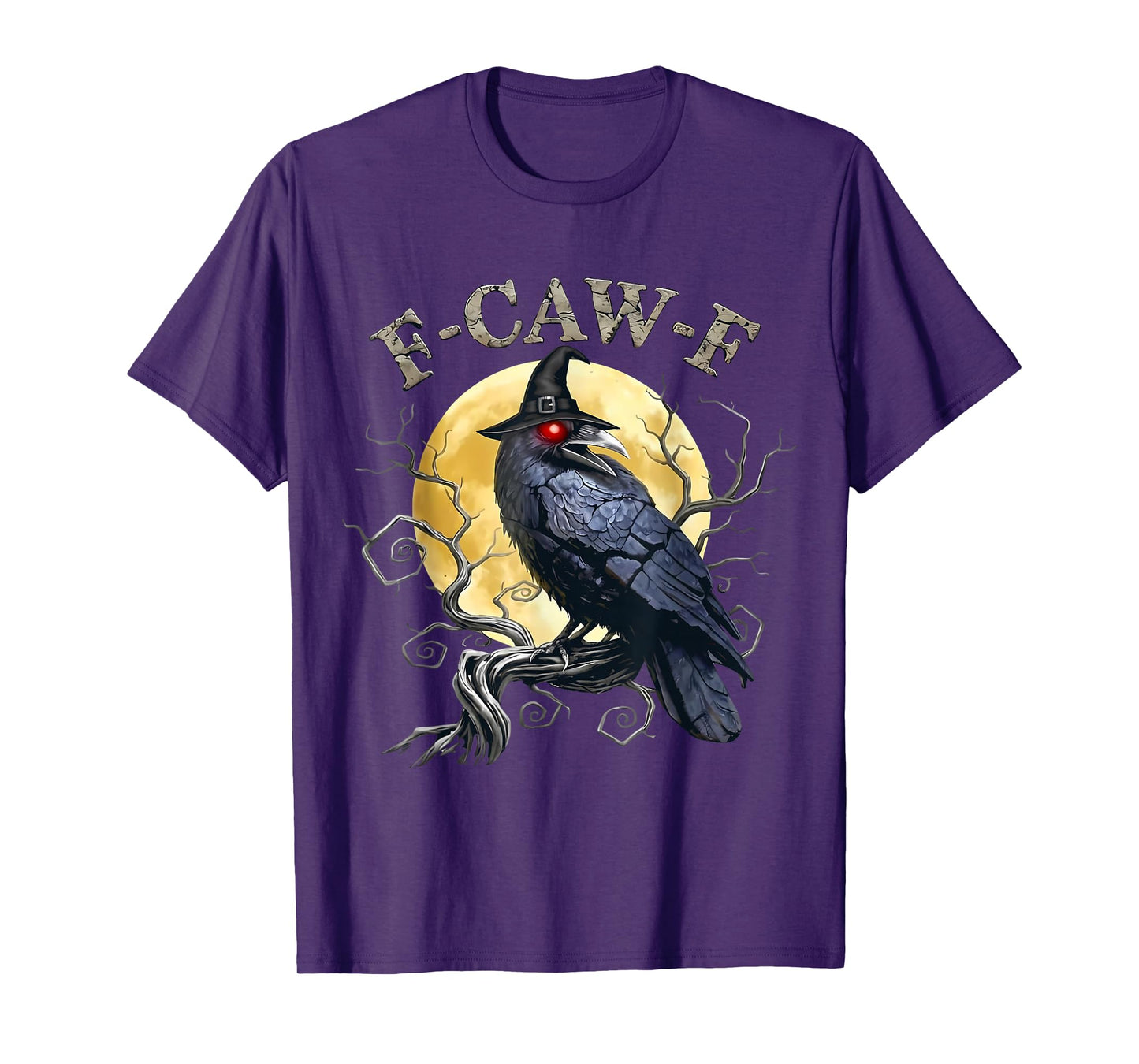F-Caw-F Black Crow Bird Retro Vintage Gothic Moon T-Shirt