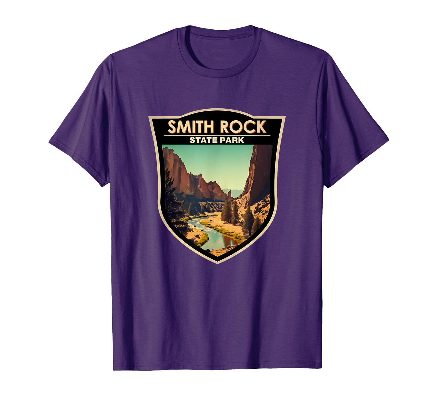 Smith Rock State Park Oregon Art Badge Vintage T-Shirt