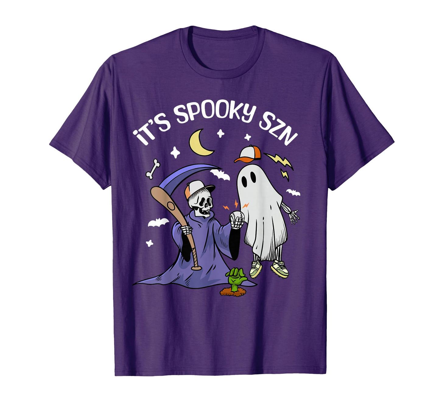 It's Spooky Season Baseball Skeleton Ghost Boys Girls Youth T-Shirt