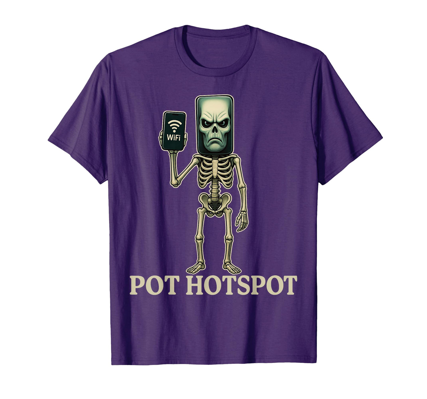 Pot Hotspot - Funny Halloween Brainrot Skeleton Kids Meme T-Shirt