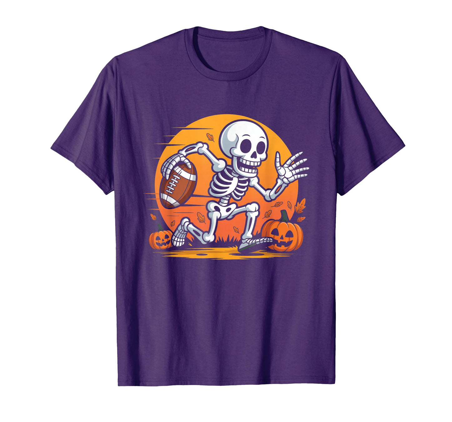 American Football Skeleton Halloween Pumpkin Football Player T-Shirt