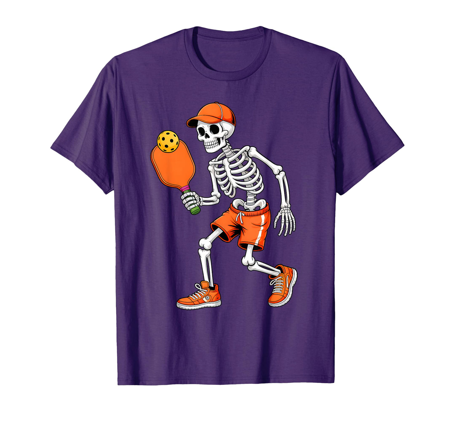 Funny Skeleton Play Pickleball Halloween Costume Boys Men T-Shirt