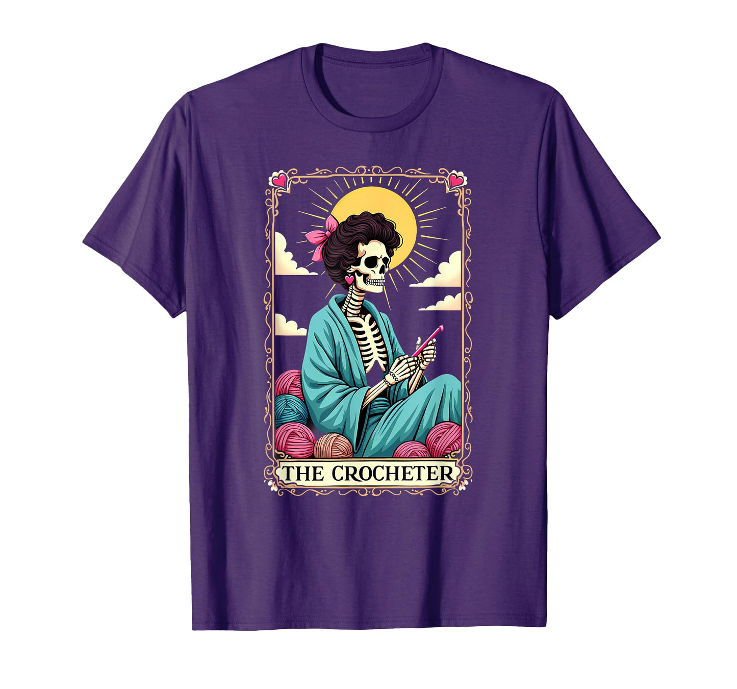 Gothic Tarot Card Knitter Crocheter Skeleton T-Shirt