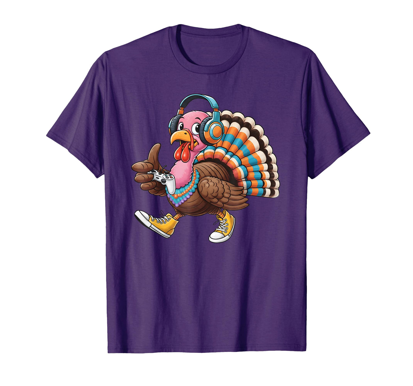 Funny Thanksgiving Gaming Fall Turkey Gamer Boys Kids Men T-Shirt