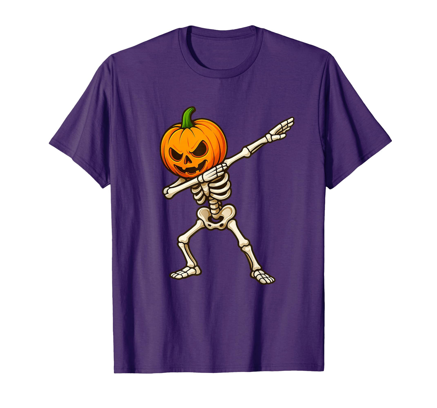 Dabbing Skeleton Pumpkin Dab Halloween Scary Kids Boys Girls T-Shirt