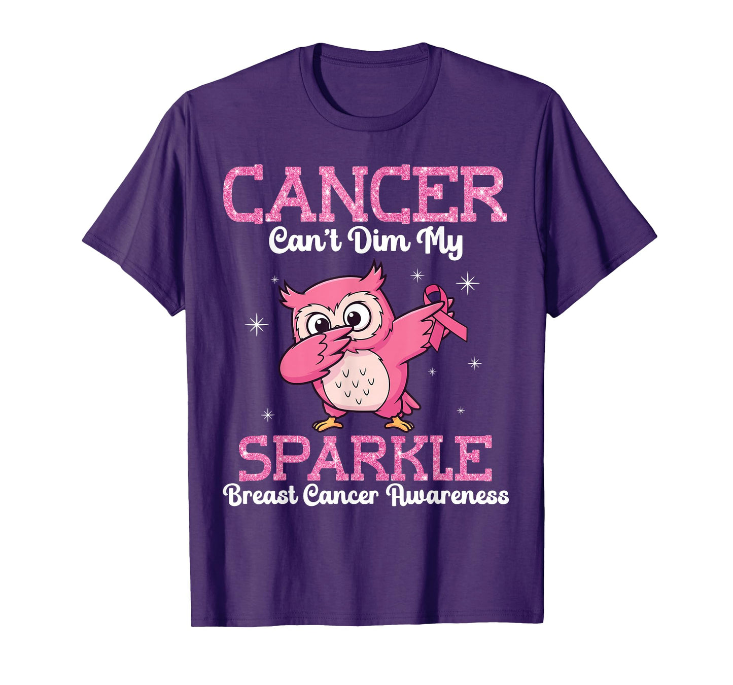 Cute Owl Dabbing Cancer Can’t Dim Me Breast Cancer Awareness T-Shirt