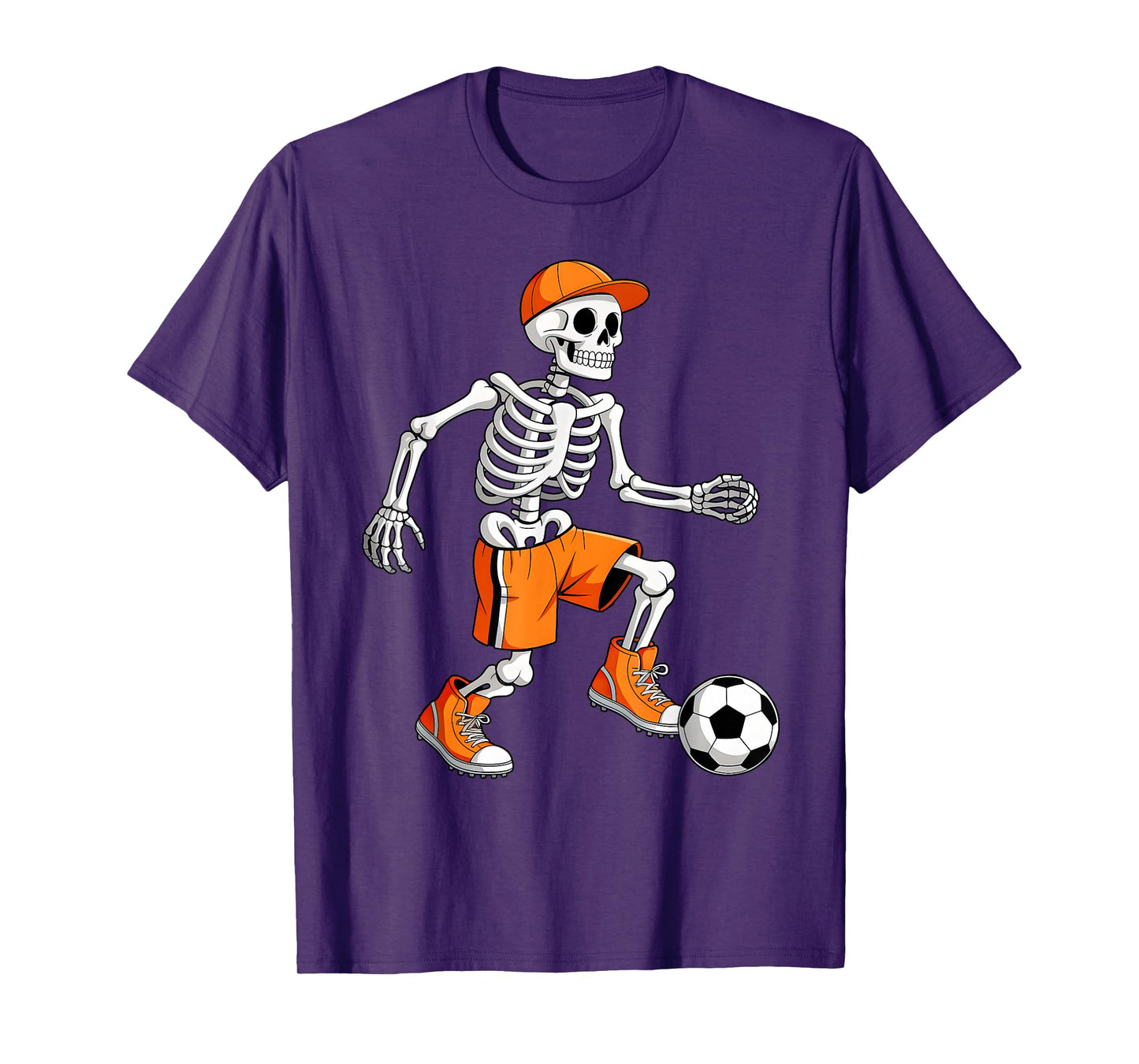 Funny Skeleton Play Soccer Halloween Costume Boys Men Kids T-Shirt
