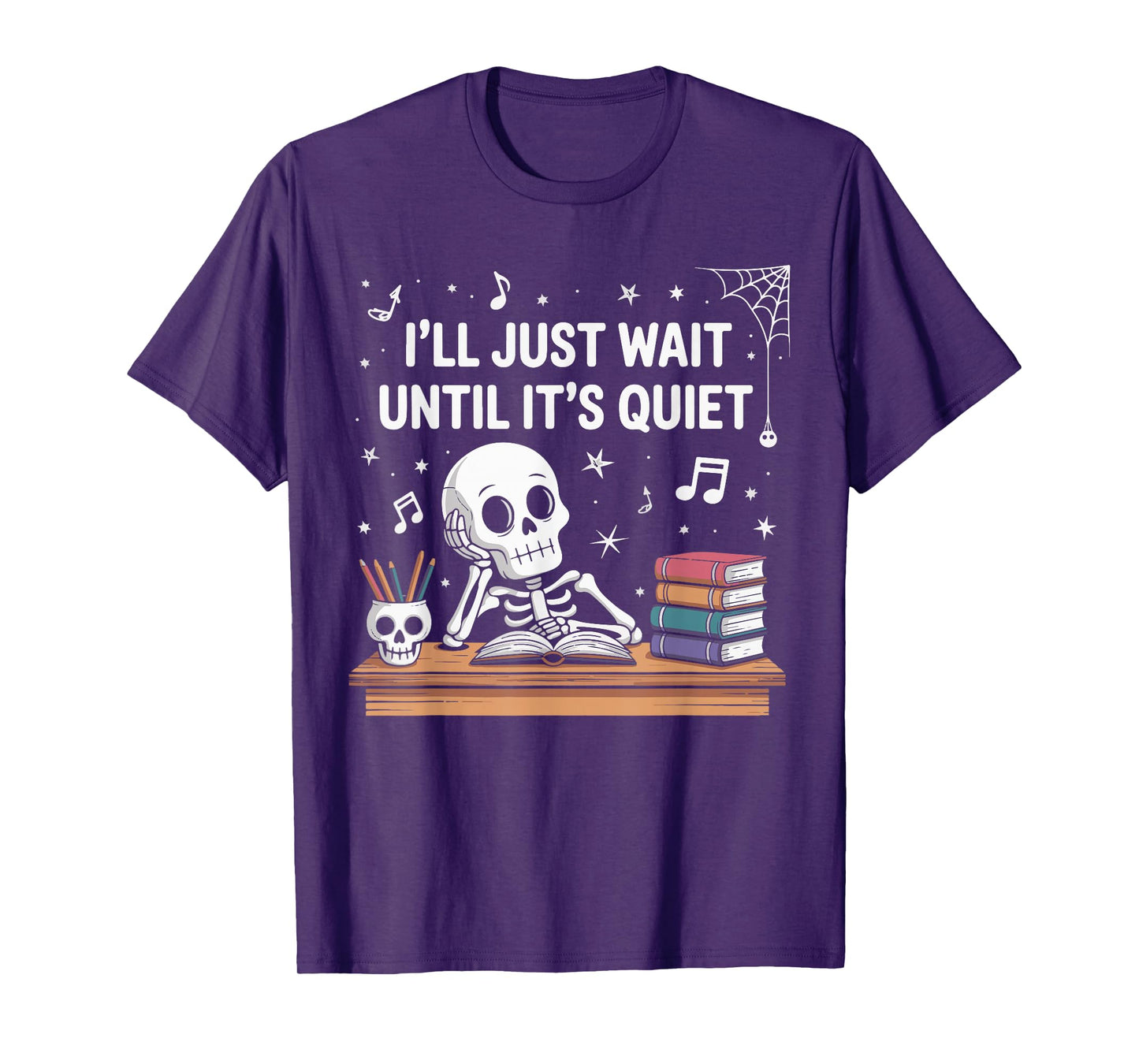 Halloween Teacher I'll Wait Until Quiet Spooky Skeleton Men T-Shirt