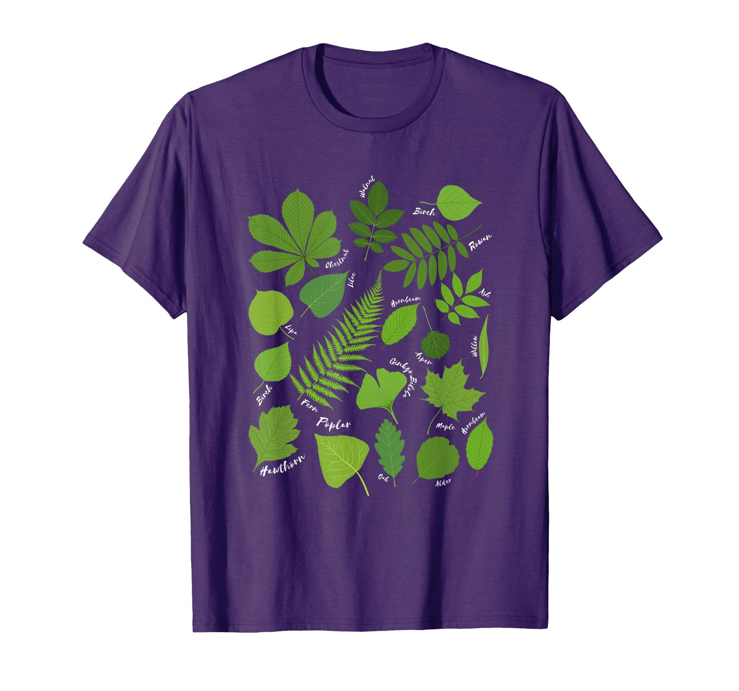 Different Types of Tree Leaves Common Leaves Nature Lovers T-Shirt
