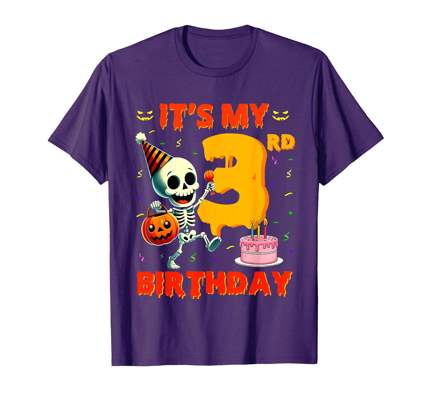 Kids Boo It's My 3rd Birthday Halloween Skeleton 3 Years Old T-Shirt