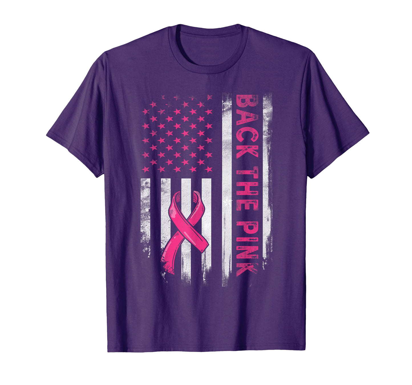 Back The Pink Us Flag Breast Cancer Awareness Women Men Kids T-Shirt