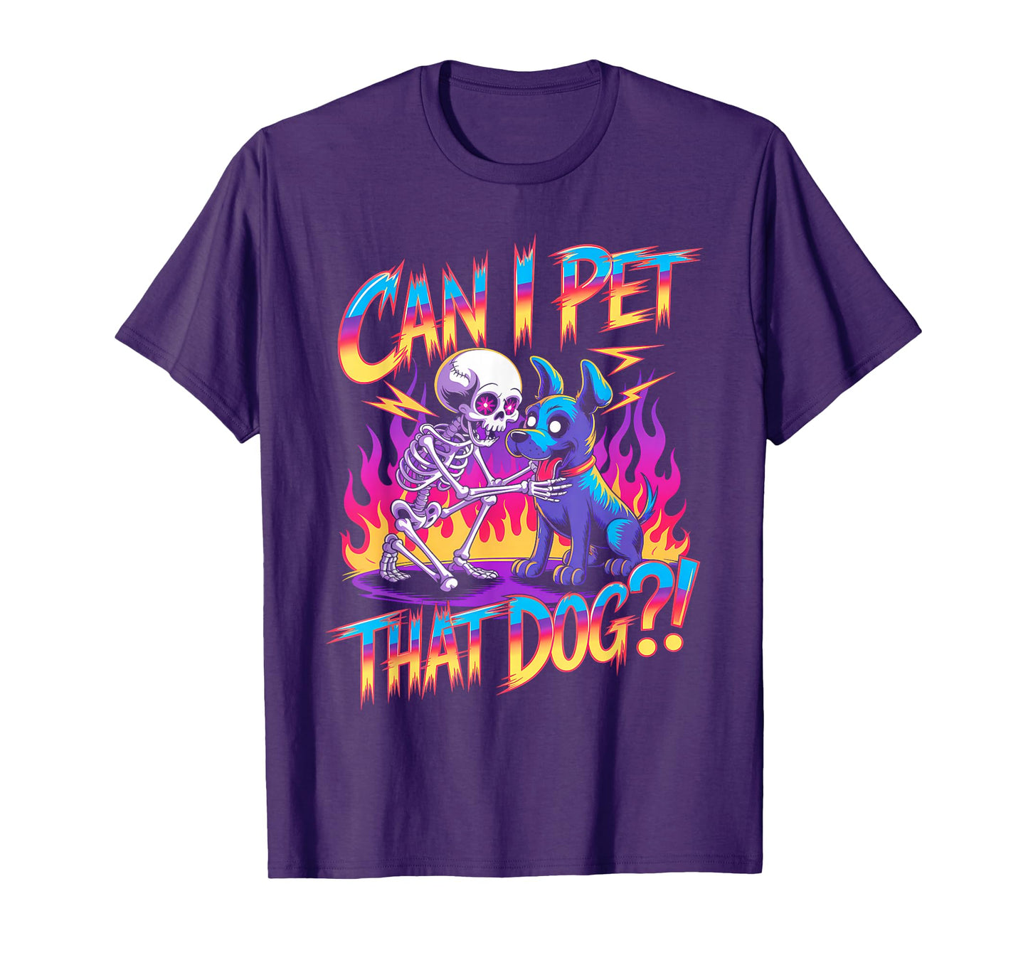 Can I Pet That Dog?! Funny Skeleton Halloween Bootleg T-Shirt