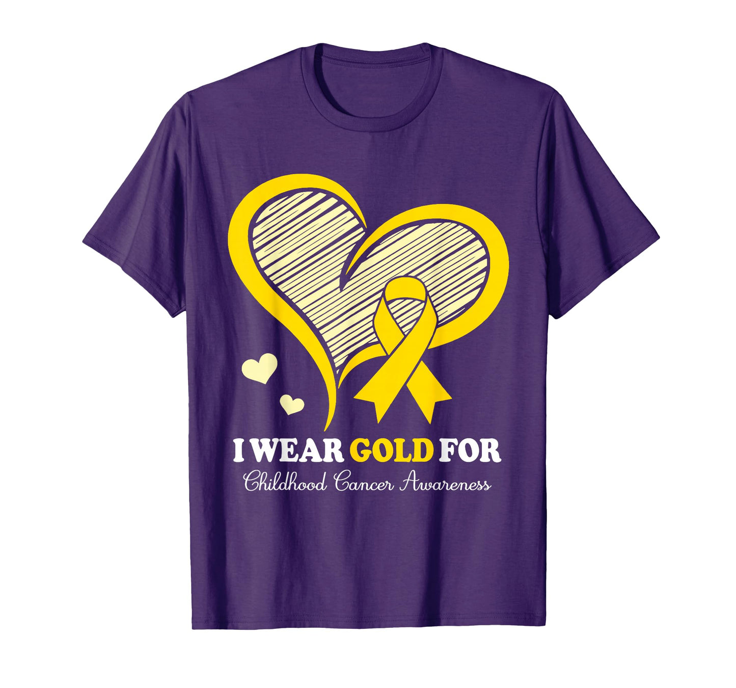 I Wear Gold For Childhood Cancer Hope and Support Cute Heart T-Shirt