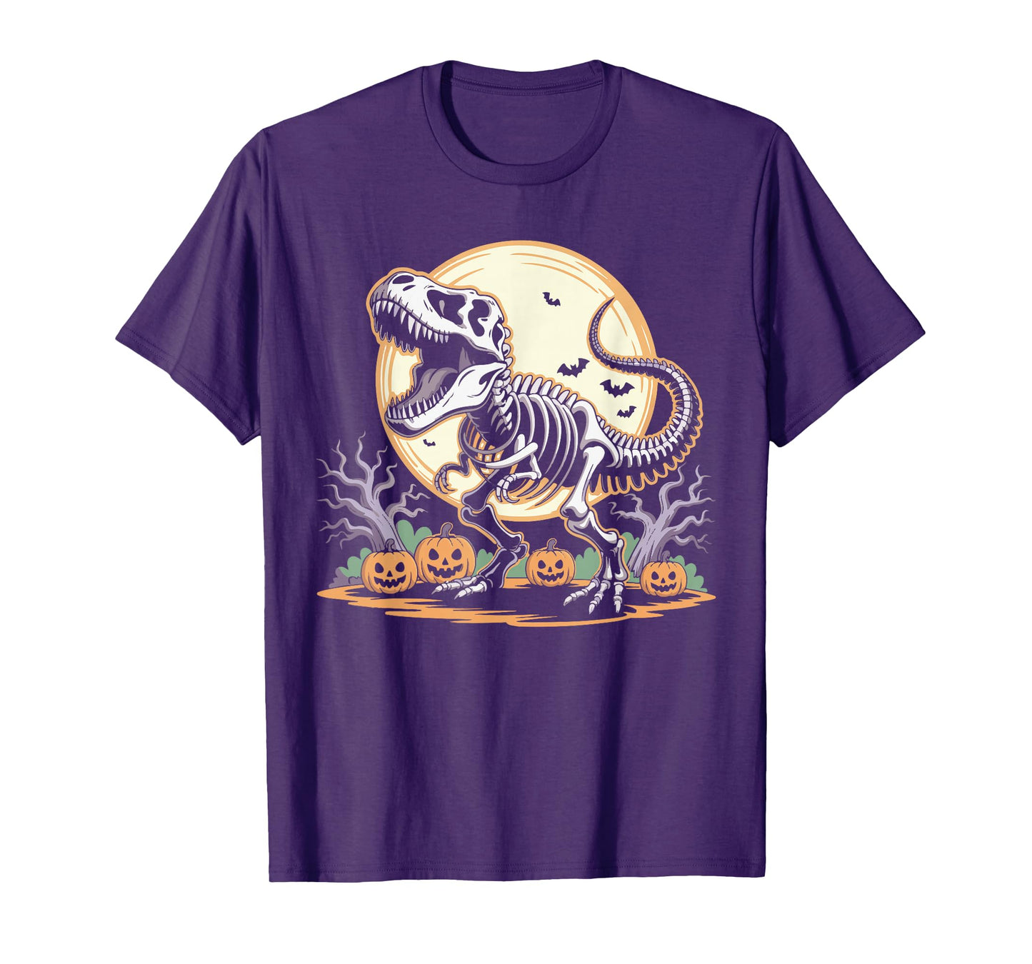 T Rex Skeleton Dinosaur Pumpkin Spooky Halloween Costume T-Shirt
