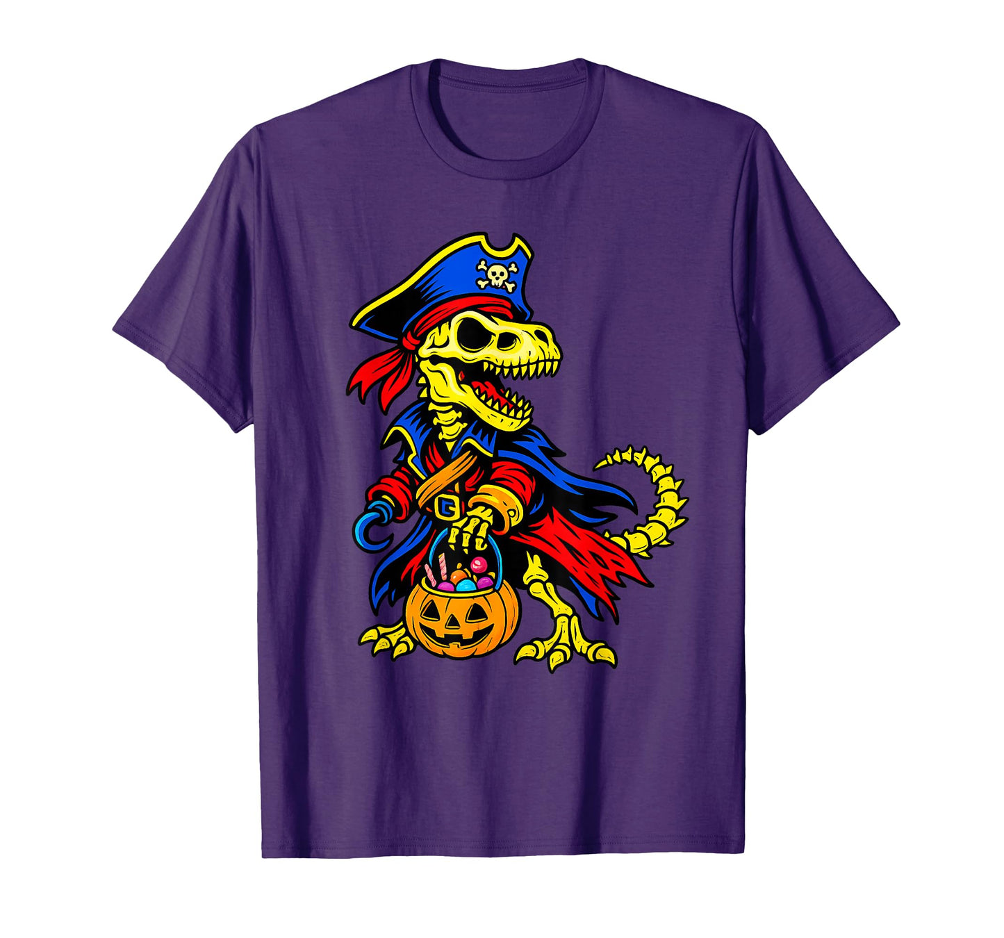 Skeleton Pirate Pumpkin Halloween T-Shirt