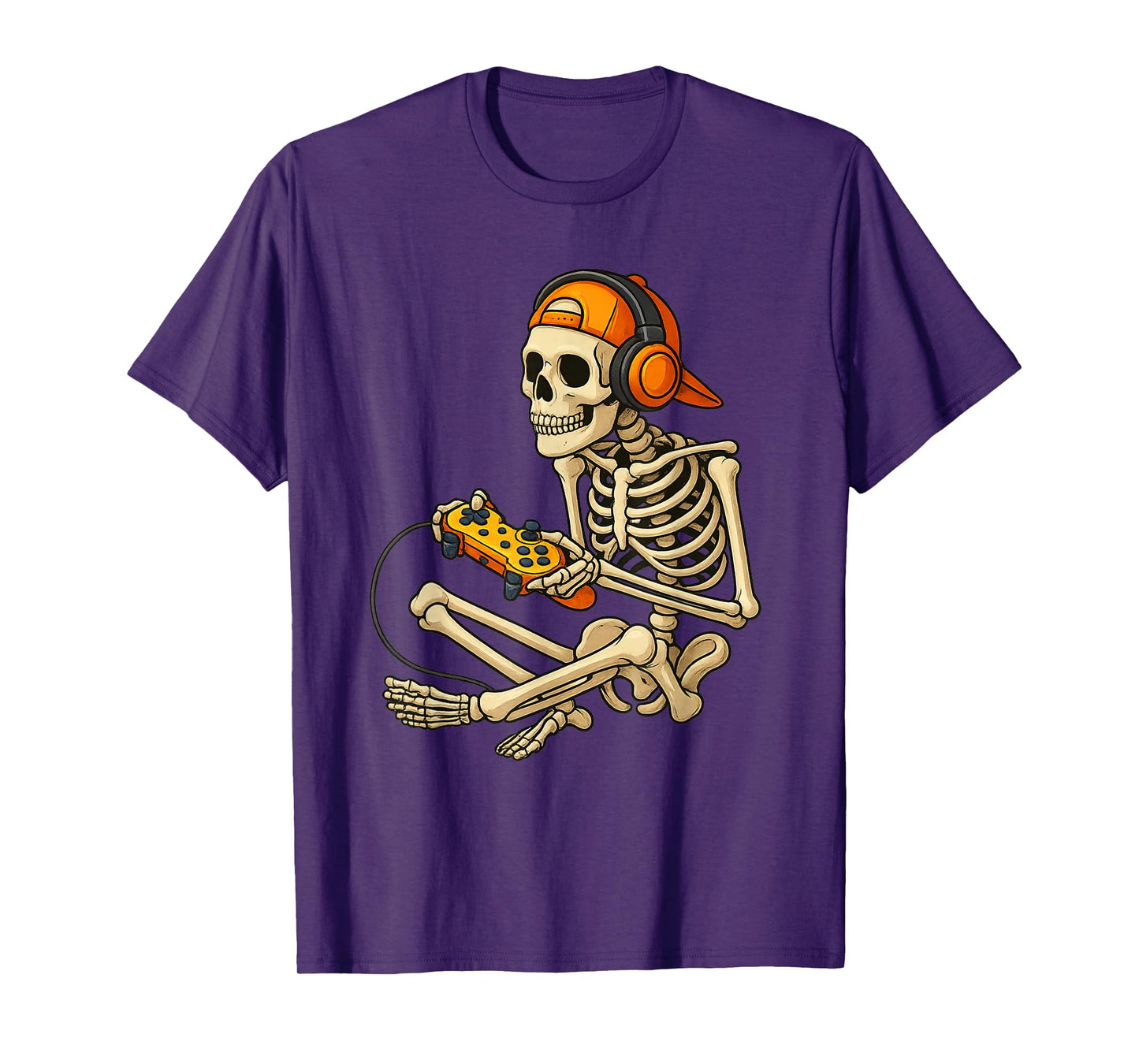 Halloween Skeleton Gamer Video Gaming Boys Men Kids Tees T-Shirt