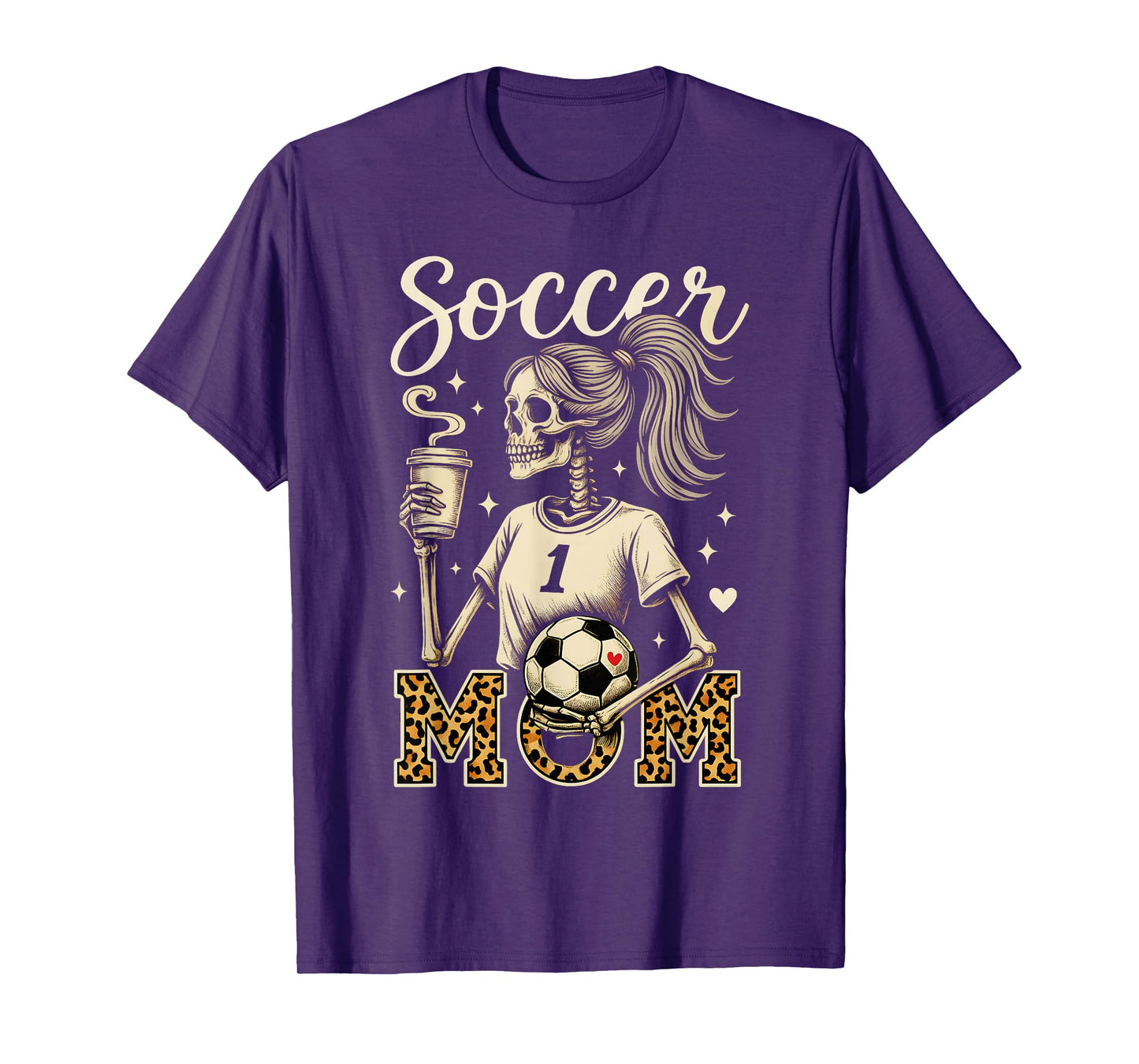Soccer Mom Skeleton Coffee Leopard Style Vintage Halloween T-Shirt