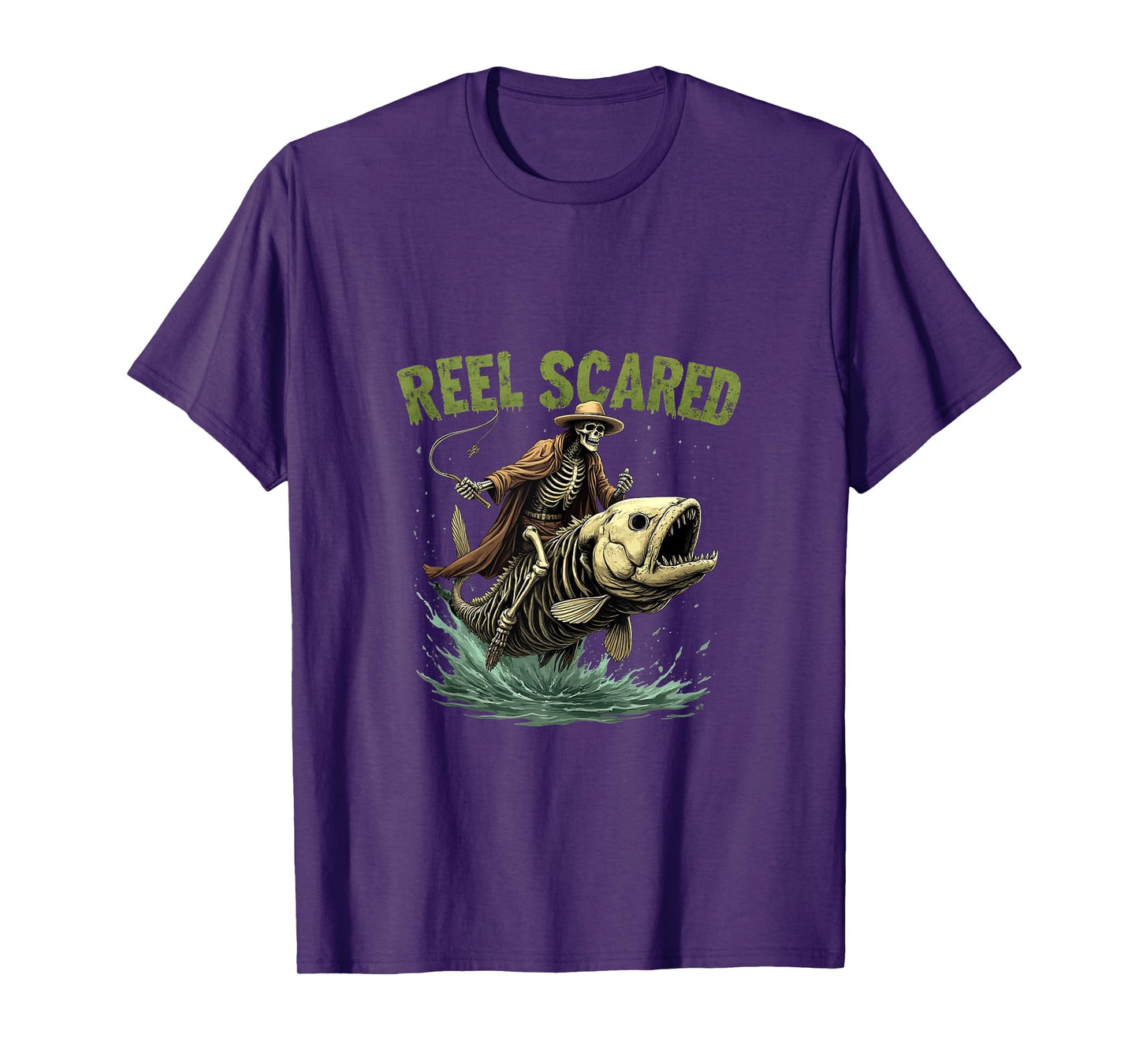 Fisherman Skeleton Funny Retro Reel Scared Halloween Fishing Tank Top