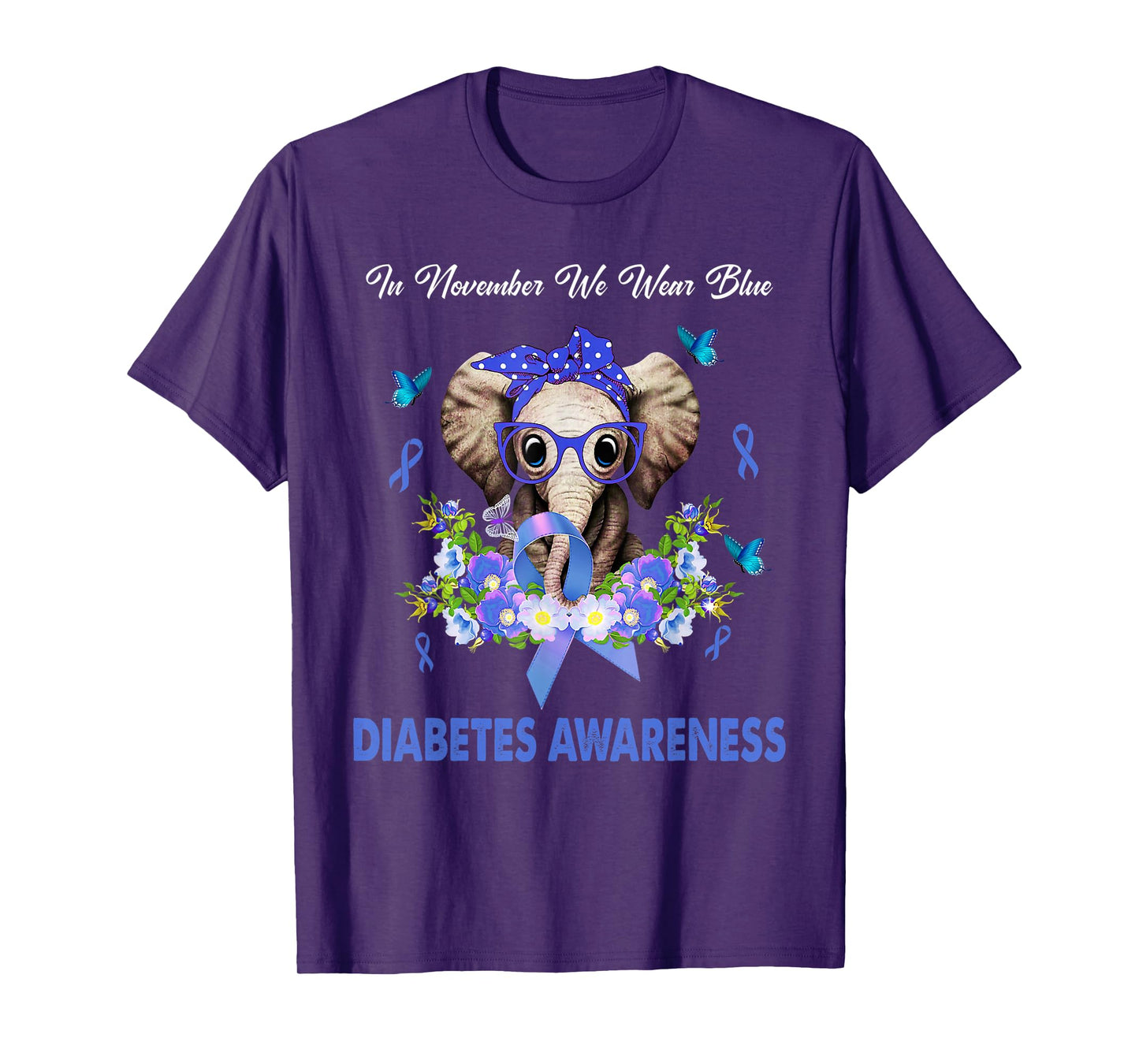 In November We Wear Blue Elephant Diabete Awareness T-Shirt