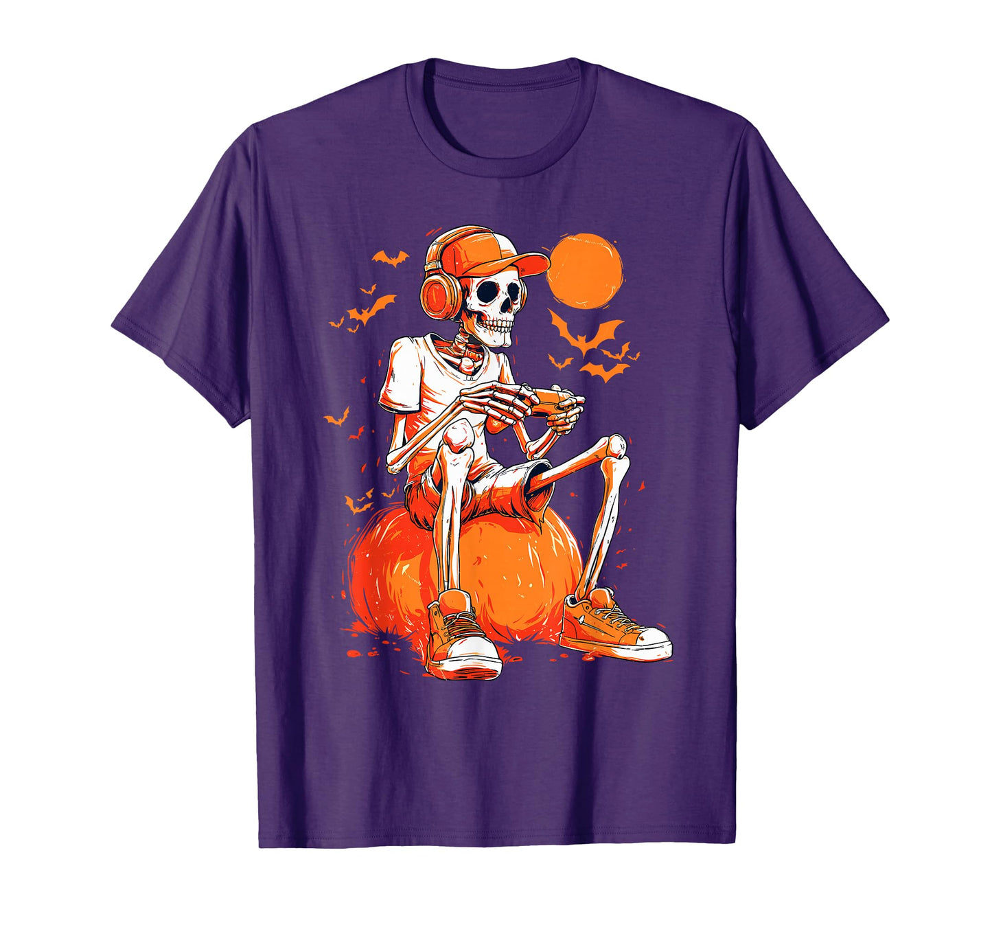 Halloween Skeleton Gamer Video Gaming Boys Men Kids Tees T-Shirt