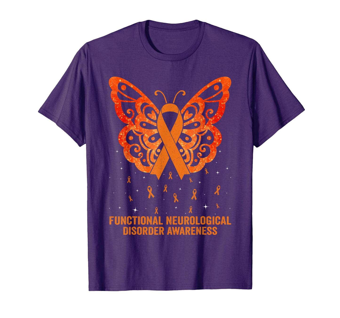 Functional Neurological Disorder Awareness Orange Butterfly T-Shirt