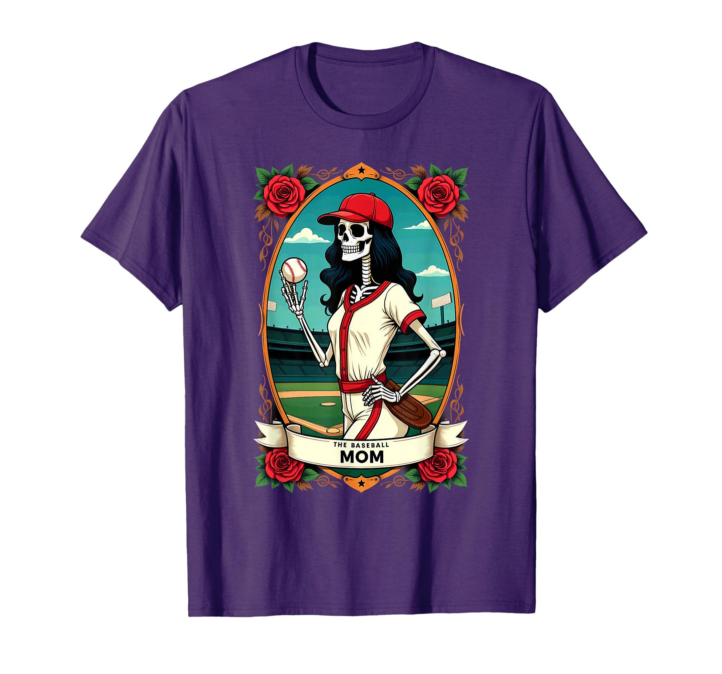Gothic Tarot Card Baseball Mom Skeleton T-Shirt