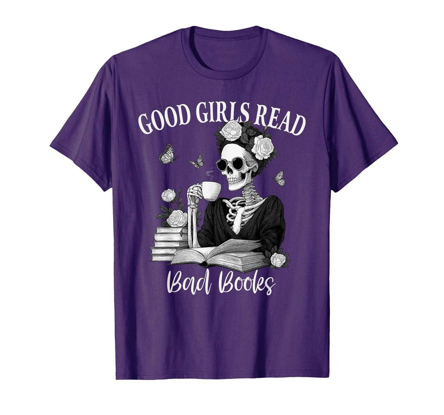 Good Girls Read Bad Books Skeleton T-Shirt