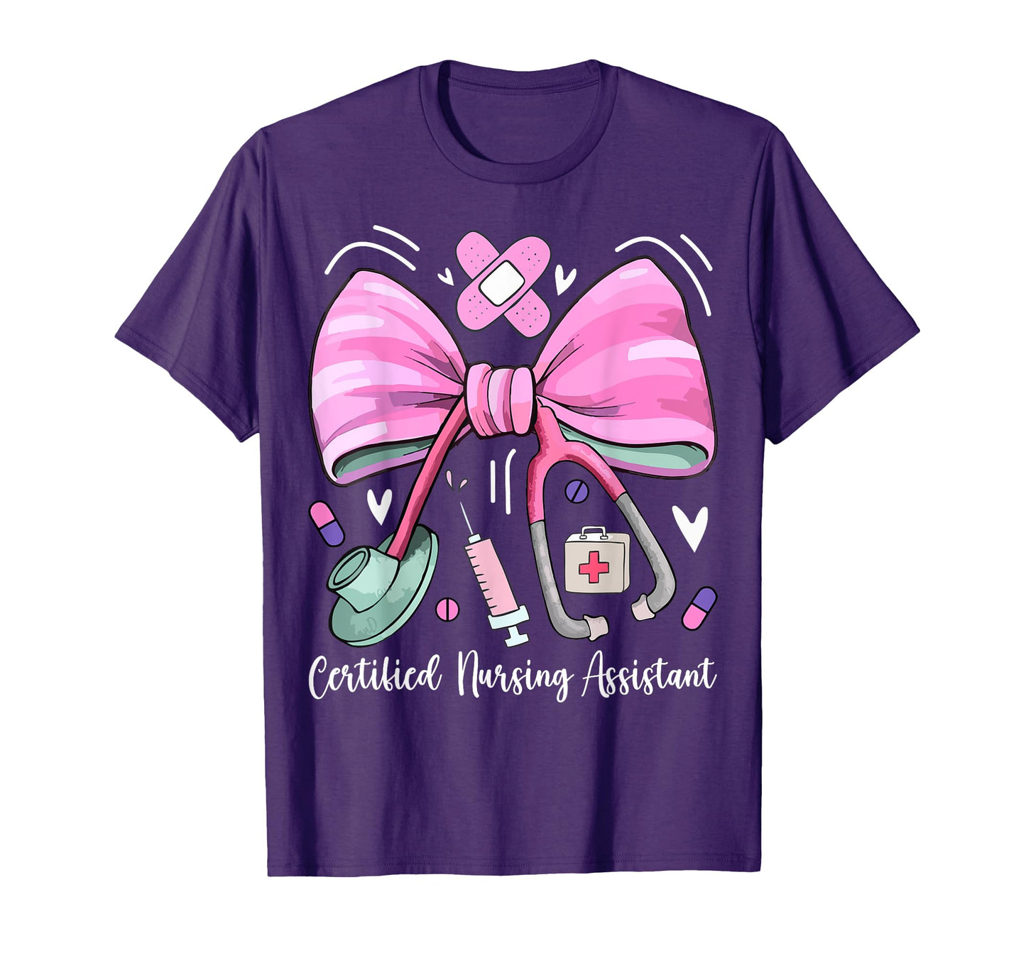 Certified Nursing Assistant CNA Stethoscope Coquette Bow T-Shirt