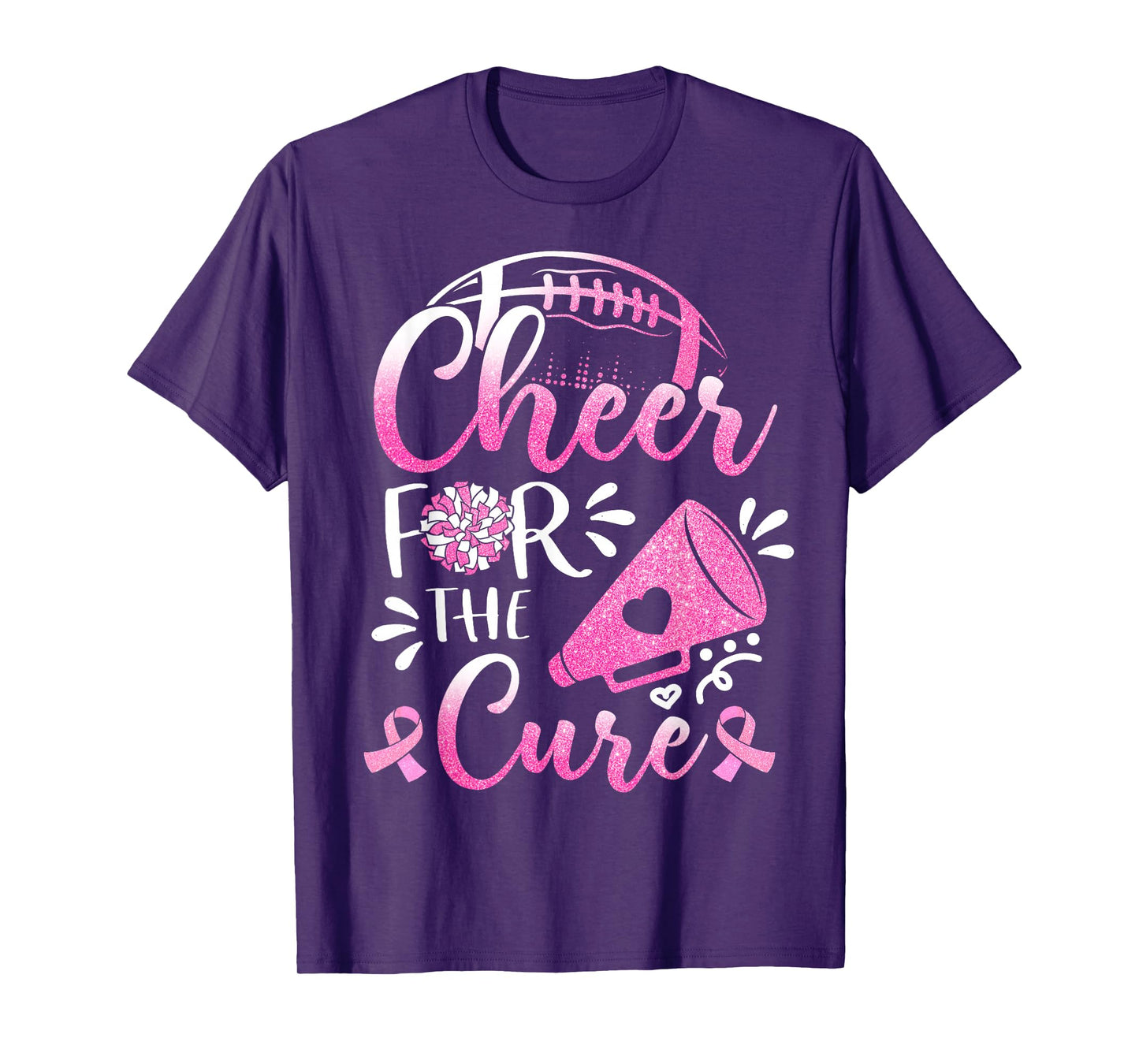 Womens Breast Cancer Awareness Cheer For The Cure Football T-Shirt