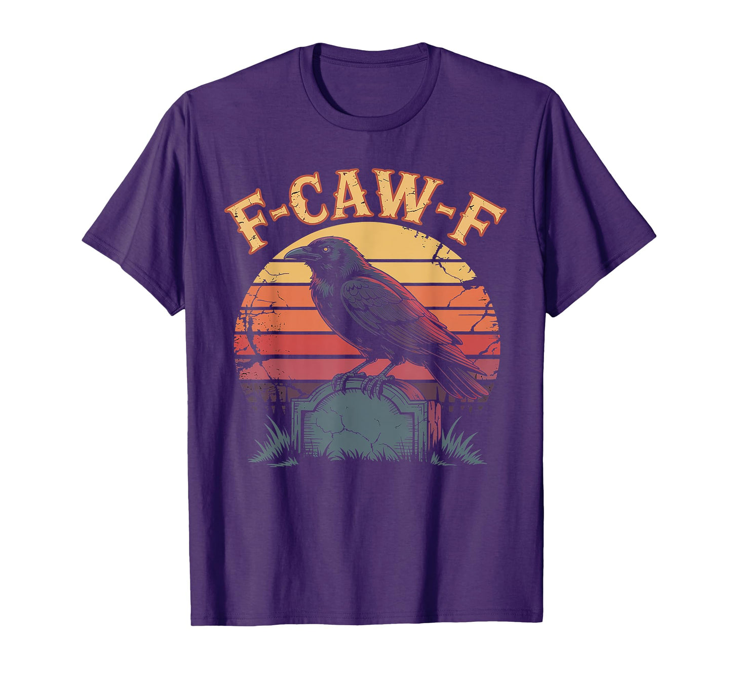Retro Crow T-Shirt - Funny F-Caw-F Black Raven Bird Graphic T-Shirt