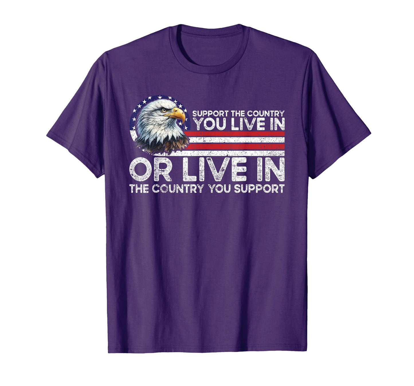 Support The Country You Live American USA Flag Vintage Tee T-Shirt