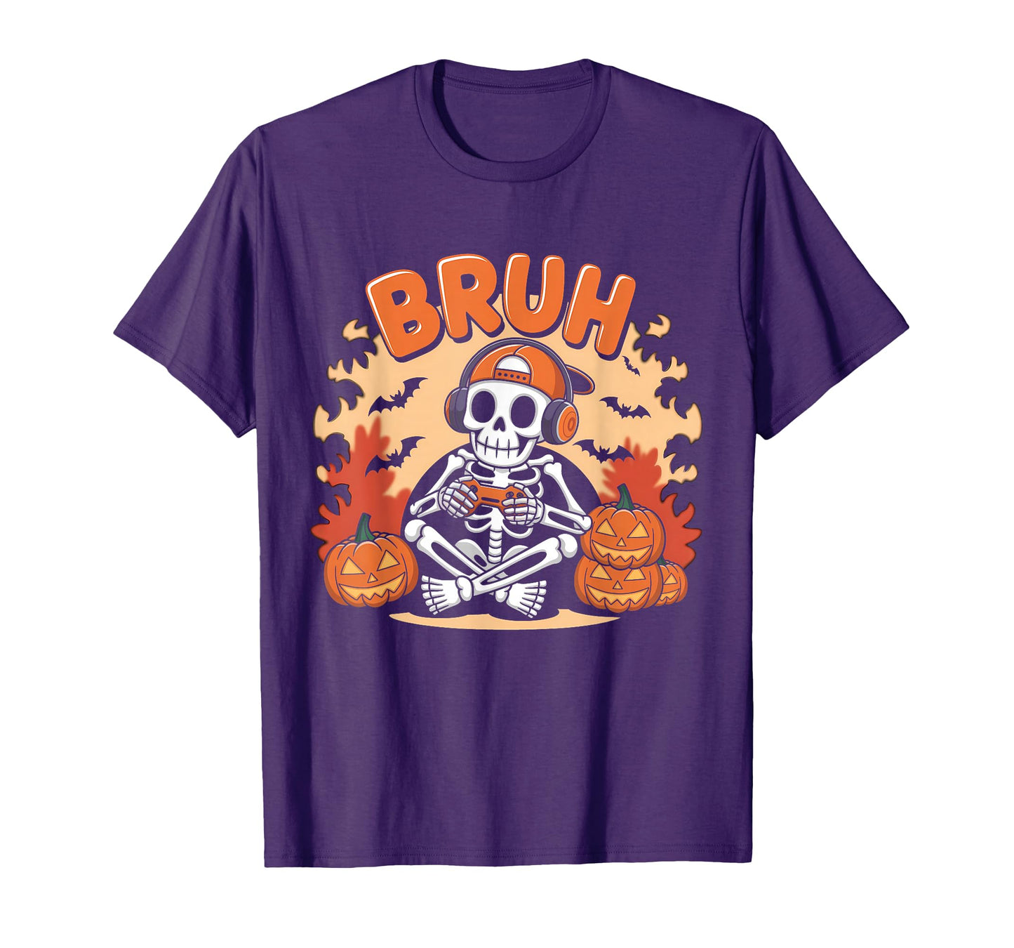 Halloween Skeleton Video Gaming Gamer Youths Boys Men Teens T-Shirt